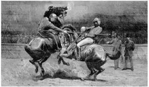 Spanish jousting in Tucson 1700's drawing